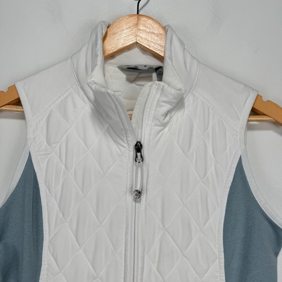 Athleta Upside Insulated Puffer Vest Women XS White Gray Full Zip Quilted - Picture 3 of 11